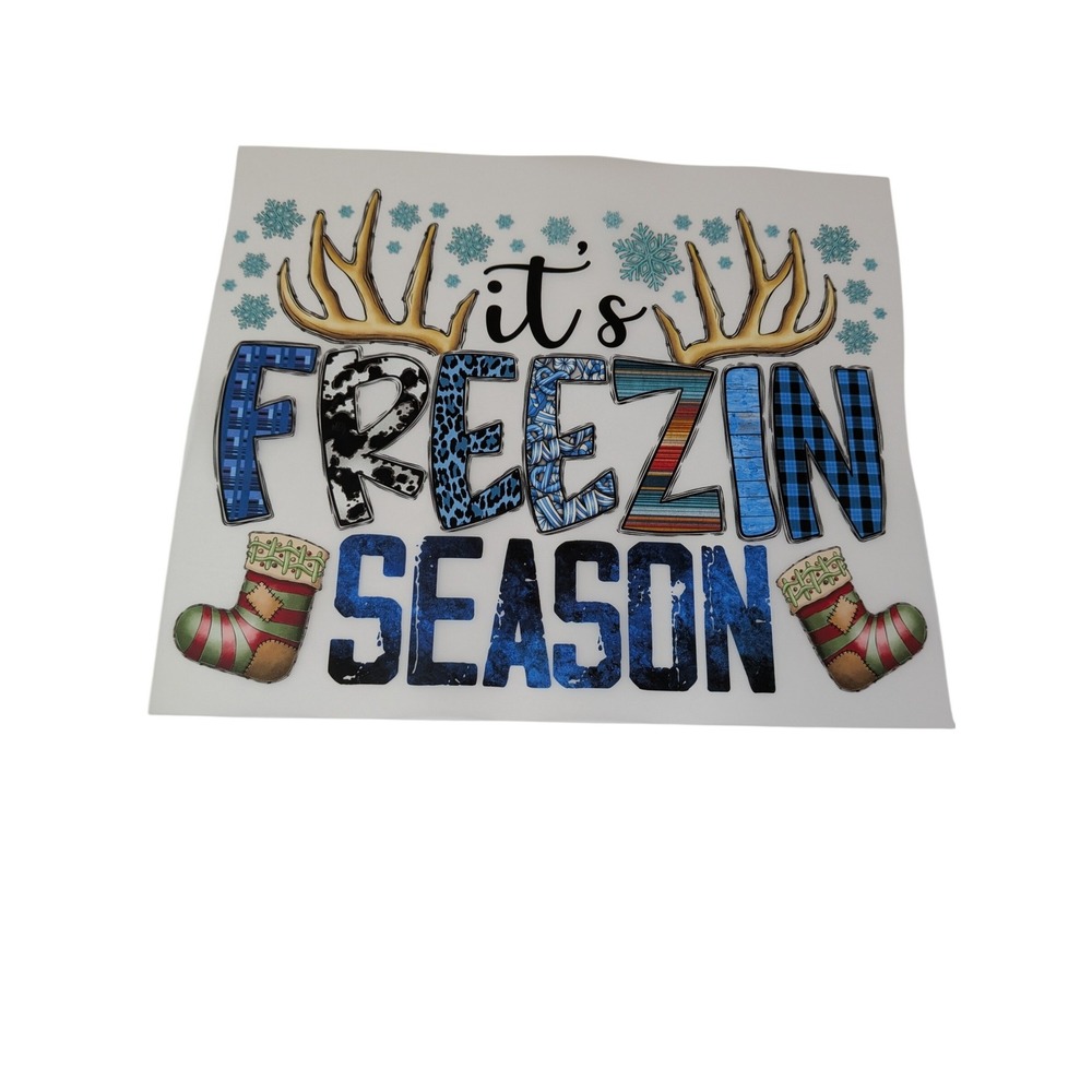 Its Freezin Season Christmas Antler Stocking Heat Press Transfer DIY‎ Craft